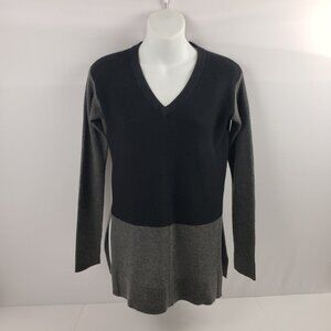 Vince Camuto PXS Color Block Sweater Black Gray Women's Knit Side Slits Petite